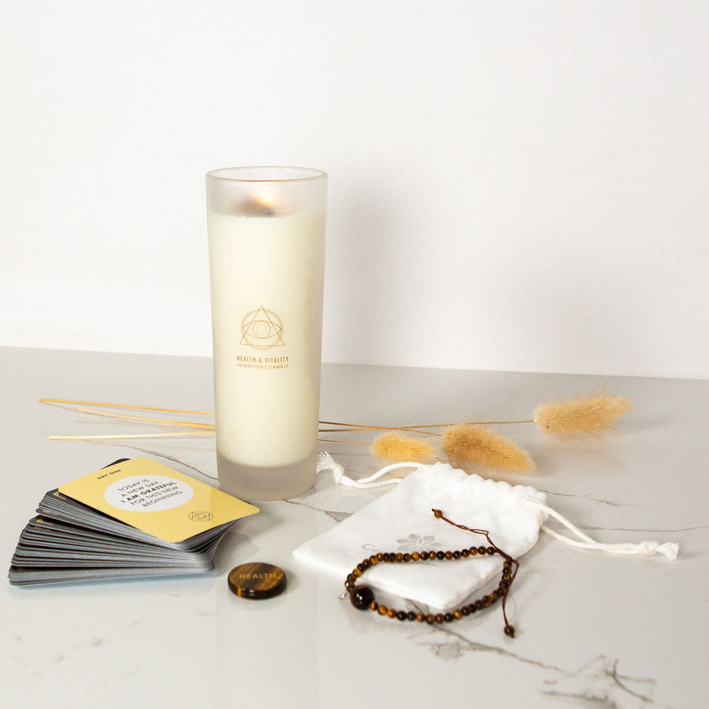 Tigers Eye Candle and Bracelet Gift Set