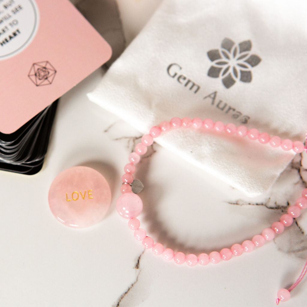 Rose Quartz Candle and Bracelet Gift Set