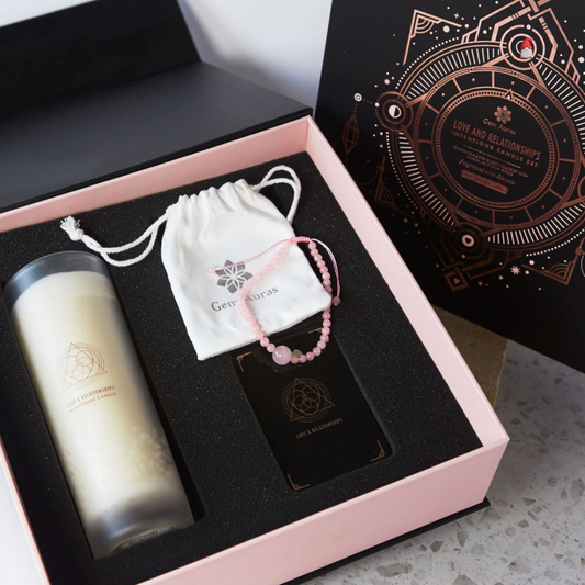 Rose Quartz Candle and Bracelet Gift Set